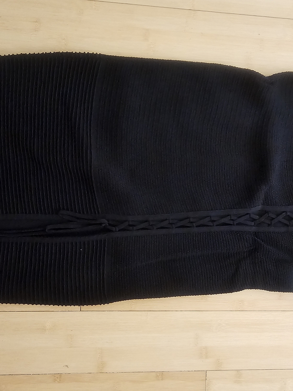 Rachel Roy Mackage Black Ribbed Pencil Skirt with Braided band and Slit